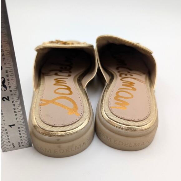 Sam Edelman Kira Slip On Mule Women's Logo Leather Gold Size US5M EU35 - Picture 5 of 11